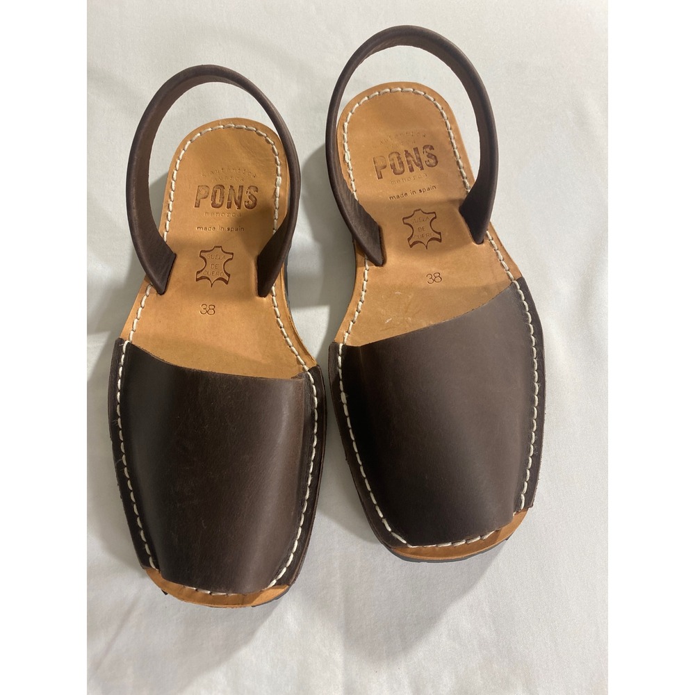 Pons Avarca NewSandals Women 38 Brown Excellent Leather Classic Spanish Flat